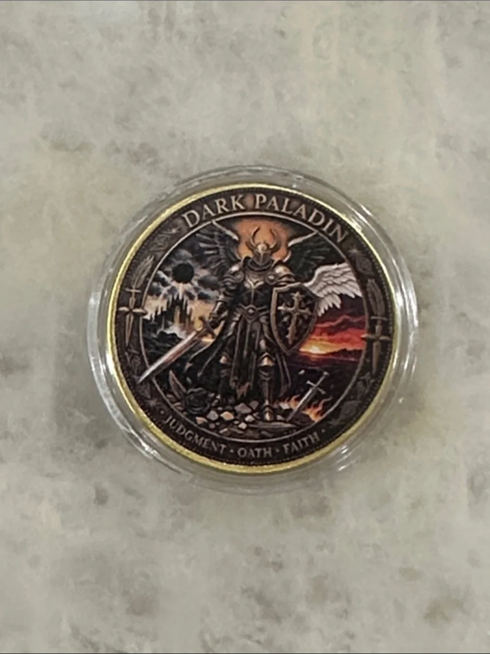 Dark Paladin Decorative Coin - Black and Gold Accent